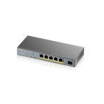 Zyxel GS1350-6HP - Switch - intelligente - 5 x 10/100/1000 (PoE+) + 1 x Gigabit SFP (uplink) - desktop - PoE+ (250 W)